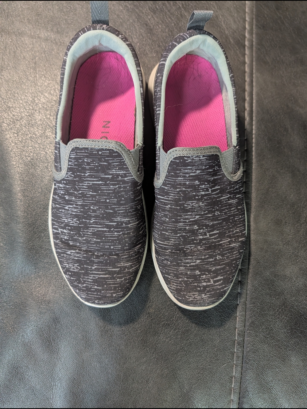 Vionic Women's Slip-On Athletic Sneakers in Charcoal with Pink Insole